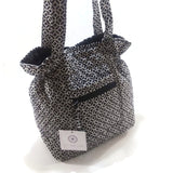 Women Shoulder Bag Handbag Fabric Tote Purse Pouch Wallet Black/White Printed