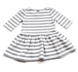 Baby Gap Sweater Dress Girl Gray/White Striped Drop Waist Long Sleeve Skirt 12M