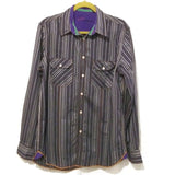 Men's EXPRESS Striped Casual Long Sleeve Dress Shirt Gray/Purple
