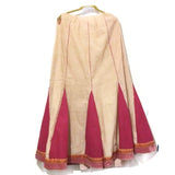 Women Maxi Skirt Gangotri Indian Handmade 40.5" Long Kirtle Beige/Pink Size L
