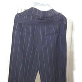 Women MANGO SUIT Faison Tie Waist Wide Leg Pants Blue Striped