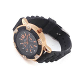 Men Watch With Soft and Flexible Black Silicone Band