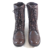 Steve Madden Women's Troopa Combat Boots Brown Leather Zip & Lace Up Gift F/Her