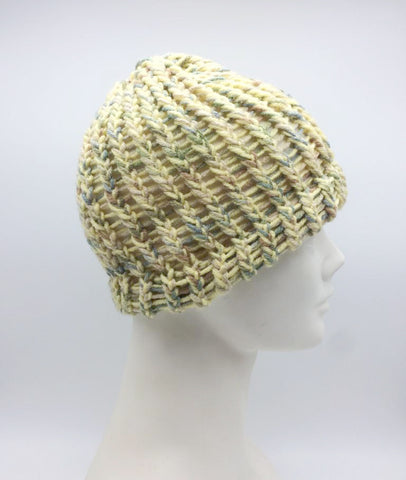 Women's Handmade 100% Wool Knit Winter Beanie Hat Yellow