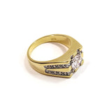 Men's Gold Tone Ring W/ Simulated Diamonds Beautiful Jewelry Jewel Gift for Him