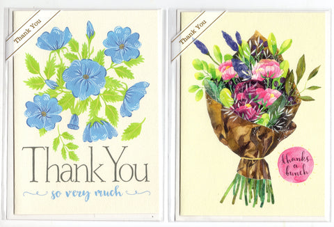 Lot of 2 Trader Joe's Thank You Greeting Cards Flowers Spring Time New
