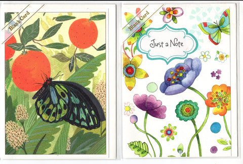 Lot of 2 Trader Joe's Blank Greeting Cards Spring Time ... Just A Note