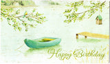 Happy Birthday Art Greeting Card Boat in the River