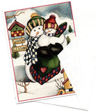 Snowman Christmas Greeting Card  Holiday Wishes Winter Seasons Blessing Gift VTG