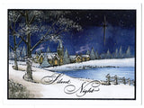 Silent Night Shiny Glowing Star Snowy Christmas Blessings Holiday Seasons Greeting Card