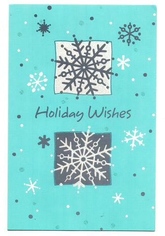 Glittered Silver Snow Flax Christmas New Year & Holidays Wishes Greeting Card