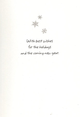 Glittered Silver Snow Flax Christmas New Year & Holidays Wishes Greeting Card