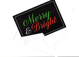Merry & Bright Christmas Vintage Greeting Card Holiday Seasons New Year Wishes