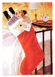 Santa Sock Christmas Tree Holidays Wishes Greeting Card New Year
