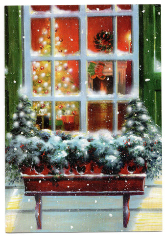 Christmas Eve a Look from a Window Holidays Seasons Greeting Card Vintage