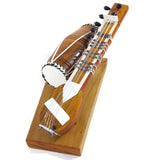 India Handicraft Miniature Musical Instrument Wooden Sitar&Dholak Drum Vintage