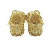 12-18M Girls Jelly Water Shoes Summer Beach Sandals Gold Sparkly Closed Toe