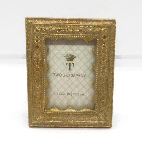 Vermeil Ornate Photo Frame Rectangle, Table Top / Wall Mounting Gold Tone