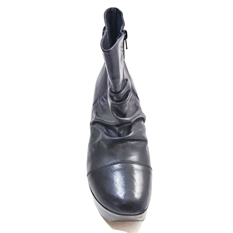 Women's Booties 2.5" Platform Heel Gothic Black Fashion Ankle Boots Side Zipper