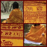 Yellow Meditation Yoga Prayer Shawl Wrap Maha Mantra Hare Krishna 87"x42" Large