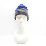 Unisex Handmade 100% Wool Knit Winter Beanie Hat Blue/Gray