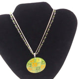Laila Rowe Floral Pendant Necklace Silver Tone Jewelry Green/Yellow Trinket Gift