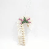 Vintage White Lace Candy Cane Christmas Ornament Holiday Tree Decoration
