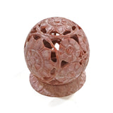 Burner for Incense Cones and Candle Holder Soapstone Carved T-Lite Ball Flowers