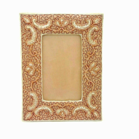Fabric Photo Frame Silk Ornate Peach Picture Frame Embroidery Bead Home Decorate